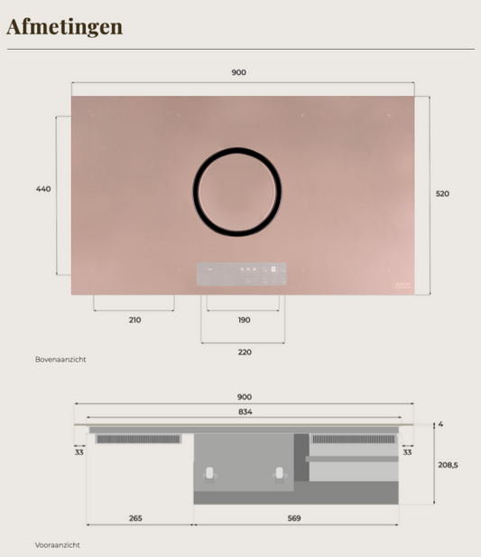 MAKUS inductiekookplaat Terra Pink 90cm